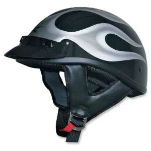  AFX FX 70 Beanie Helmet, Black/Dark Silver Flame, Size Sm 