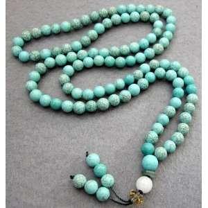  108 Howlite Turquoise Beads Buddhist Prayer Mala Necklace 
