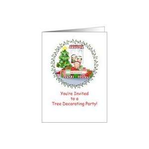  Happy Elves Tree Decorating Party Invitations Card Health 