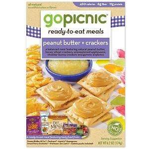 GoPicnic Ready to Eat Meal (6 boxes), Peanut Butter + Crackers, 1 case
