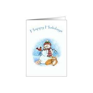  Snowman and baby animal Christmas Card Card Health 
