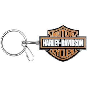   Davidson Bar & Shield Metal Key Chain   Black & Orange Automotive