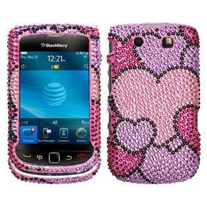  BlackBerry Torch 9800 Hot Pink Diamond Hearts Crystal Snap 