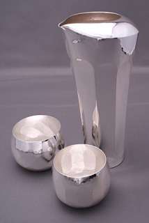 Pure Silver Japanese Tokkuri SAKE Jar sake bottle Cups  
