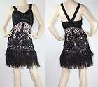 NEW SUE WONG BEADED LACE FEATHER EMBELLISHED PROM COCKTAIL PARTY DRESS 