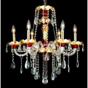  Victorian Design 6 Light 27 Gold with Red, Green, or Blue 