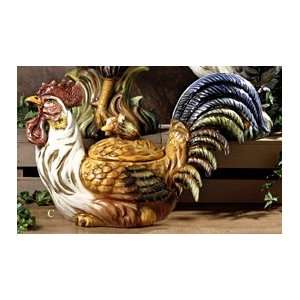  Small Rooster Tureen Colored 11H x 20L