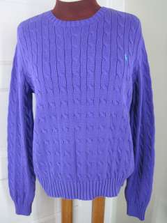 RALPH LAUREN Purple Preppy Cable Knit Sweater XL  