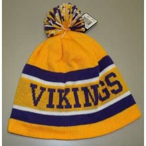  Minnesota Vikings Reebok Pom Top Cuffless Knit Hat Sports 