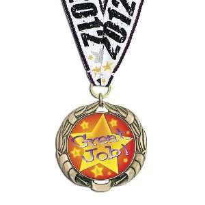  Custom XBX Award Medal w/ Grosgrain Neck Ribbon Sports 