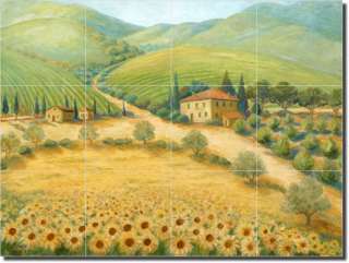Margosian Tuscan Sunflower Decor Art Ceramic Tile Mural  