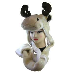  Plush Moose Animal Hat   Moose Hat with Ear Flaps and Hand 