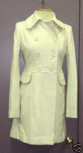 NWT Tulle Long Double Breasted Wool Coat   Cream L  