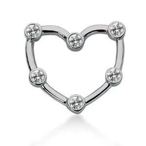   Heart Pendant Round Cut Bezel 14k White Gold Chain DALES Jewelry