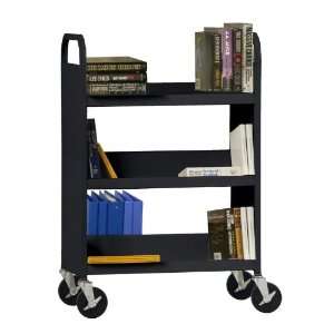   Sided Combination Shelf Book Truck w/ Flat Top Shelf