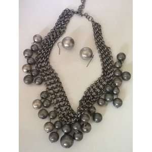 Ball and Chain Like Necklace and Earring 3 pc Set