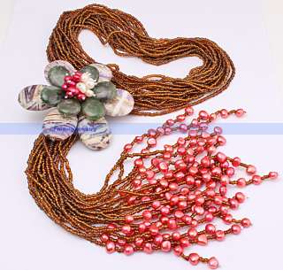 them quickly luxury 10strds lilac stone agate pearl flower necklace