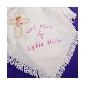  Embroidered God Bless Baby Girl Afghan Baby