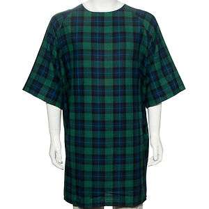 Mens Open Back Flannel Nightshirt Assorted Plaid Prints  
