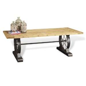  Drexler Rustic Reclaimed Wood Wheel Dining Table 