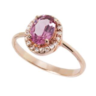 Natural 1.20 Ct. Pink Tourmaline 8K Rose Gold Plated Ring Accented 