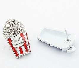 Fashion Cute Cola Popcorn Asymmetrical Stud Earring Jewelry Gift FREE 