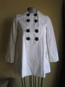 Trovata White Cotton Trench Coat Pleated Back S NWOT  