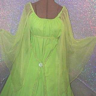 RENAISSANCE FANTASY LIME GREEN FAIRY COSTUME GOWN LONG DRESS ONE SIZE 