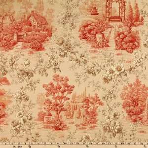  54 Wide P Kaufmann Kent Garden Toile Red Currant Fabric 