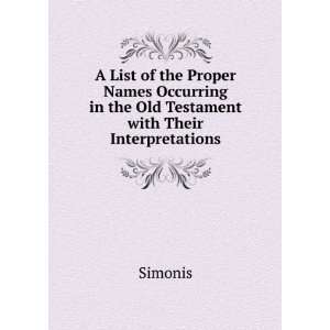  A List of the Proper Names Occurring in the Old Testament 