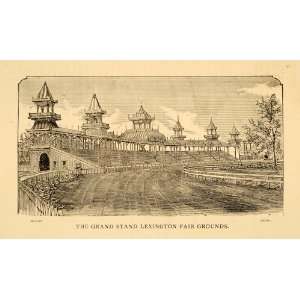  1883 Woodcut Lexington Fairgrounds Grandstand Victorian 