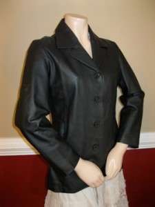Tribeca Studio LEATHER Black Jacket Coat Ladies SZ P S  