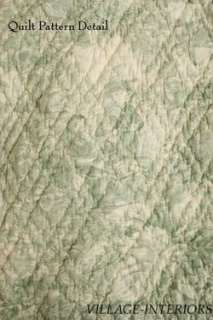 CHANDLER GREEN TOILE DE JOUY QUILT THROW /TABLE TOPPER  