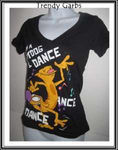 New Catdog Dance Black girls V Neck Tee t shirt L  