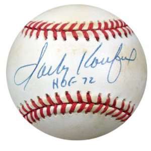 Sandy Koufax Signed Baseball   with HOF 1972 Inscription 