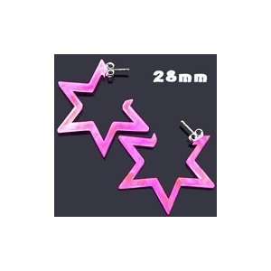  28mm UV React 6 Star Ear Hoop Piercing Jewelry Jewelry