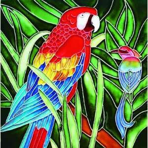  Tropical Parrot Birds 8x8x0.25 inches Wall Decoration Hand 
