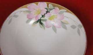 Antique Hand Painted Nippon Rising Sun Pink Flower Gold Footed Finger 
