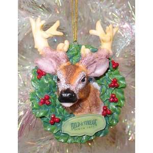  3 Field & Stream Deer In Wreath Christmas Ornament