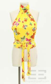 Moschino Yellow Butterfly Tie Back Top Size 44 NEW  