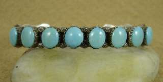Zuni P.D. Coonsis TURQUOISE ROW CUFF BRACELET Sterling  