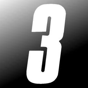inch tall White Race Number 3 racing numbers decals  