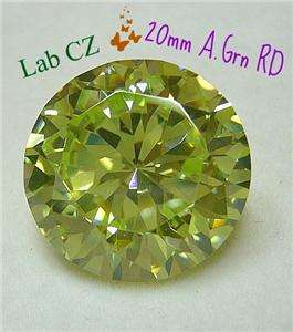 50CT+ LAB CZ ROUND CUT  20MM *A. GREEN AAA  