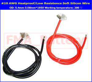 2M Red+Black #10 AWG Heatproof Soft Silicon Wire Cable  