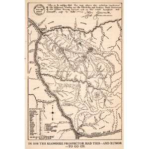 1943 Lithograph Map Yukon Territory Canada Klondike Gold 