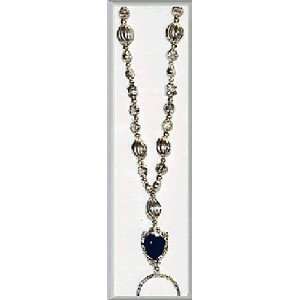 Beaded Lanyard with Faux Lapis Drop 069