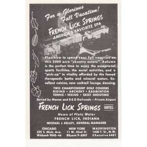    Print Ad 1947 French Lick Springs French Lick Springs Books