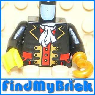 B050A Lego Pirate Captain Body Ascot Pattern & Hook NEW  