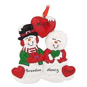  Personalized Snow Couple With Baby Flake Pink Glass 