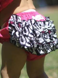 Baby Girl Bow Zebra Stripe Ruffle Top Dress Pants Bloomers Set Nappy 